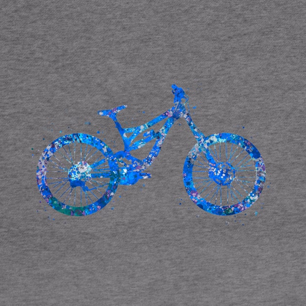 Downhill mountain bike watercolor  blue by Yahya Art
